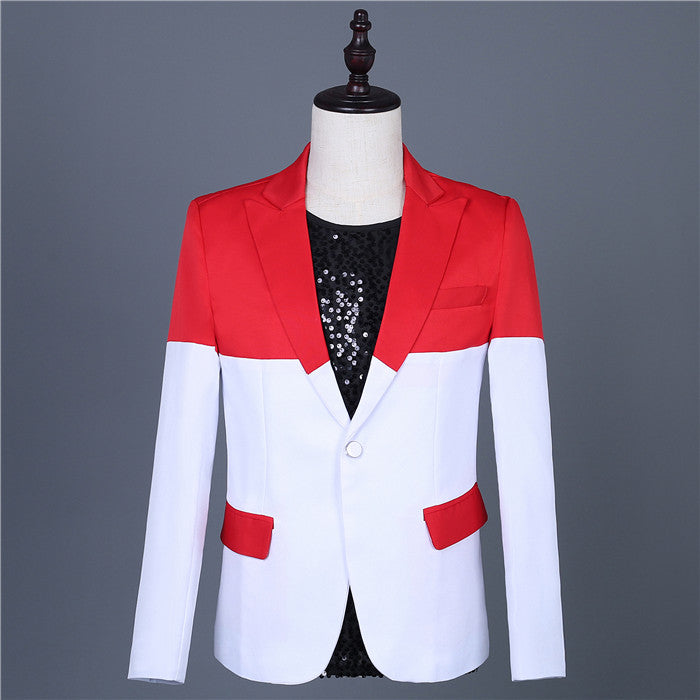 Colorblock Combination Men Formal Buttoned Suit