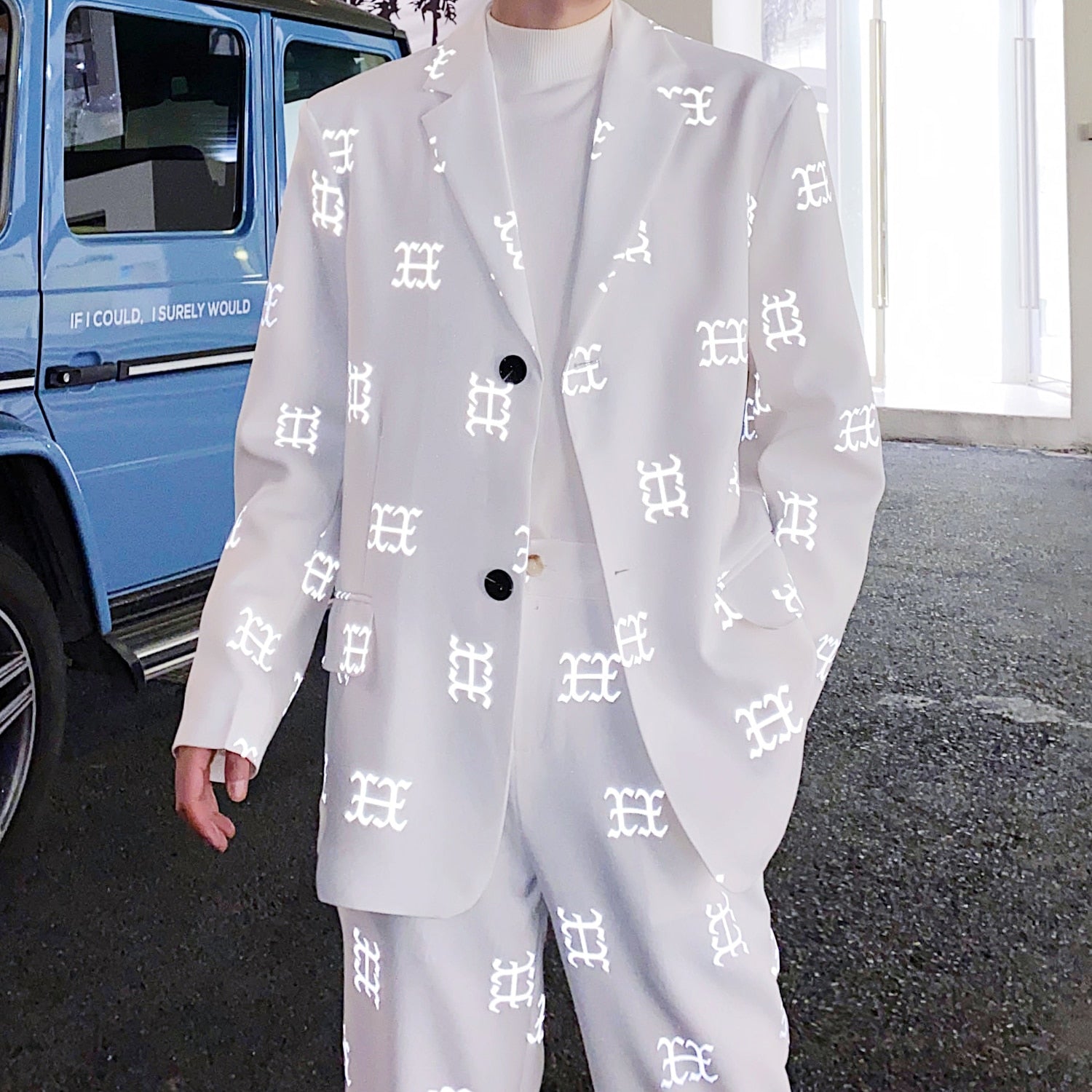 Ensemble de costumes de couleur unie imprimés de symboles réfléchissants