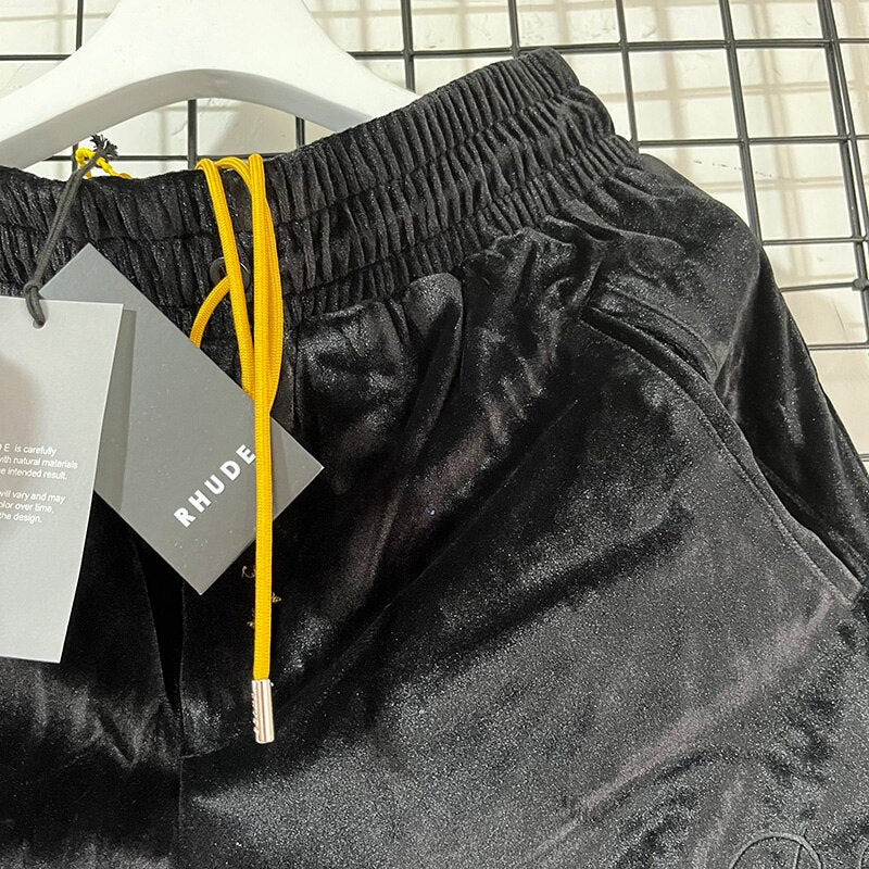 Solid Black Velvet Shorts