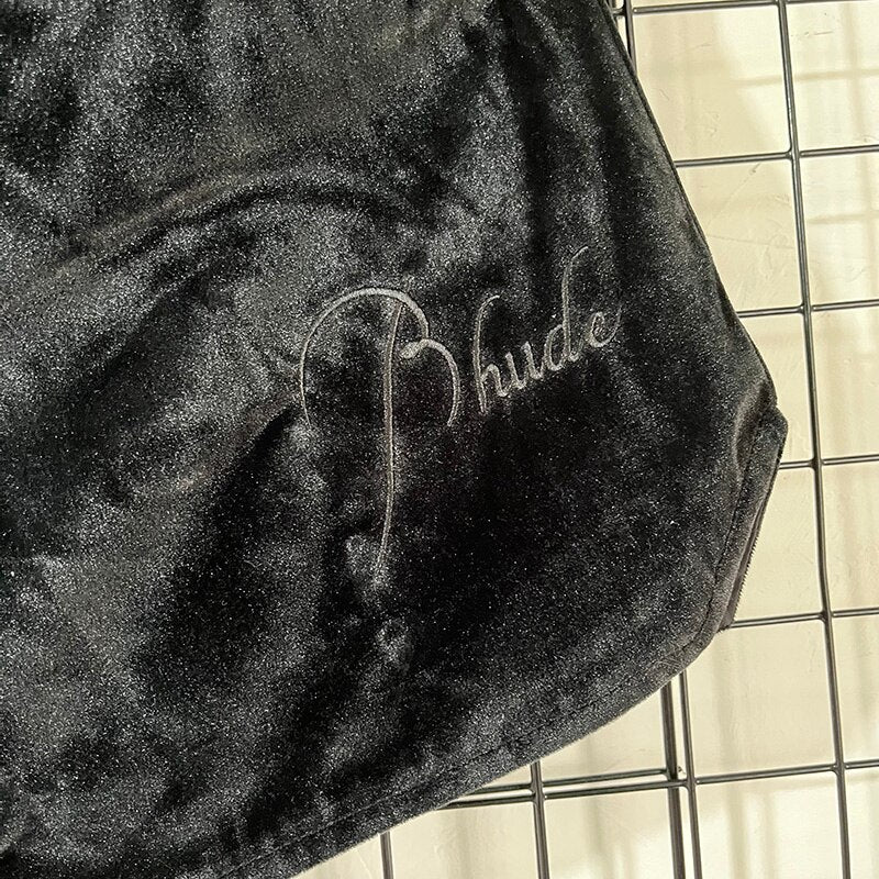 Solid Black Velvet Shorts