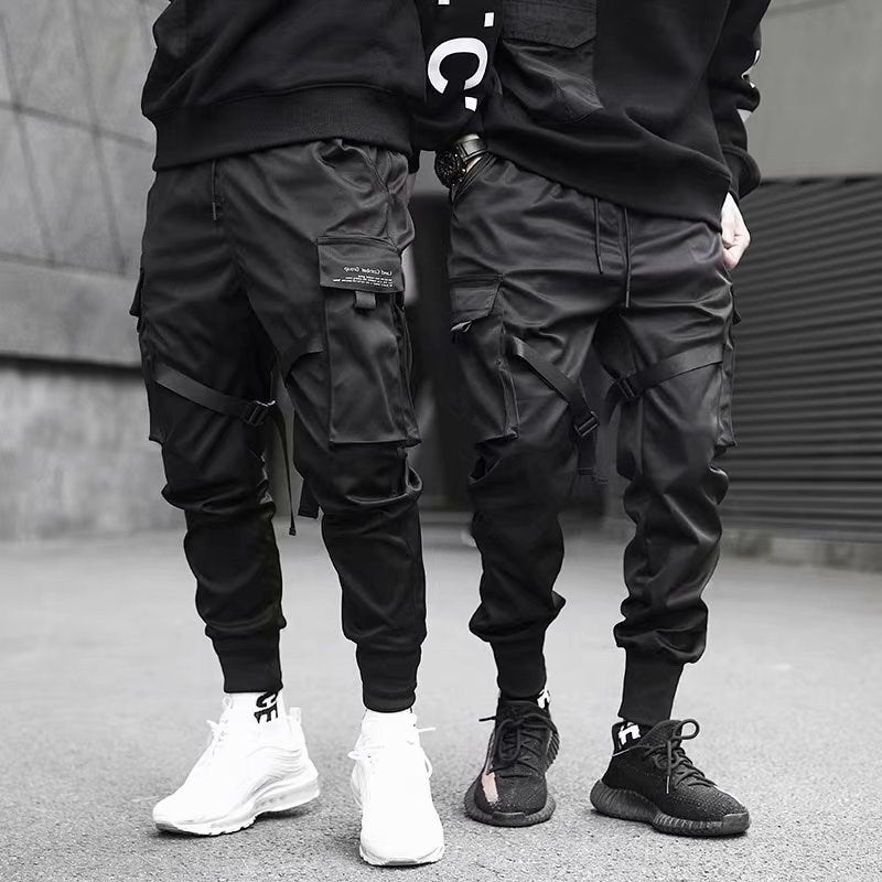 Pantalon cargo de jogging à rubans Harajuku