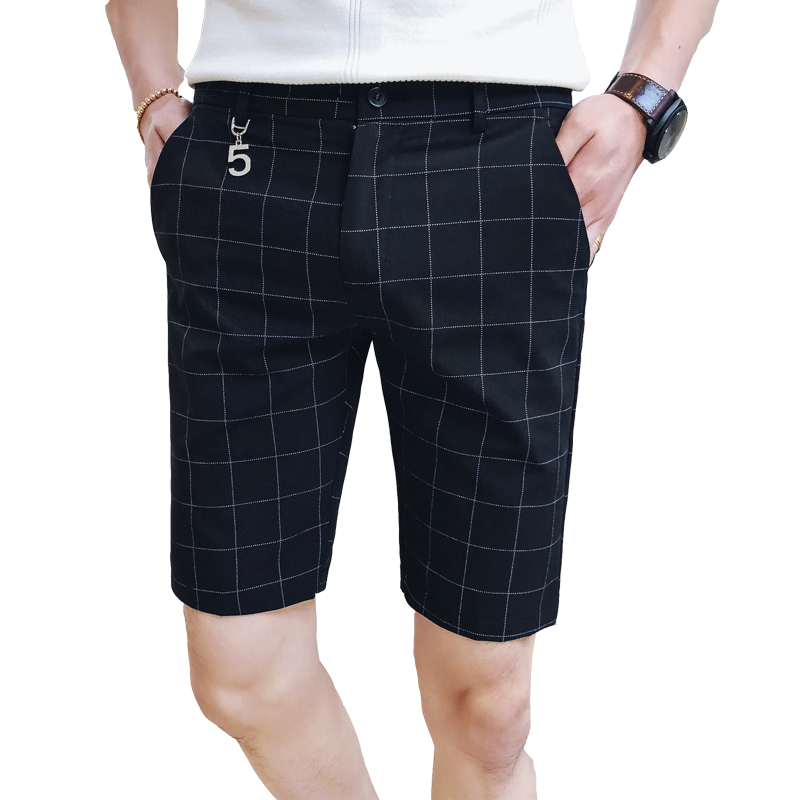 Thin Lines Plaid Men Slim Fit Bermuda Shorts