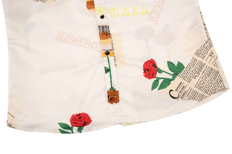 Rose Flower Letter Printed Shirt