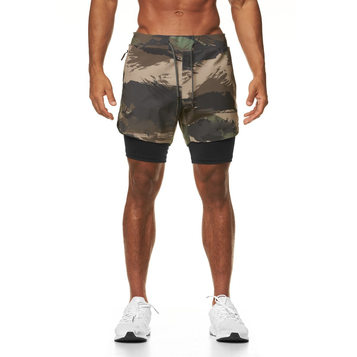 Short de sport 2 en 1 camouflage Brush Strokes