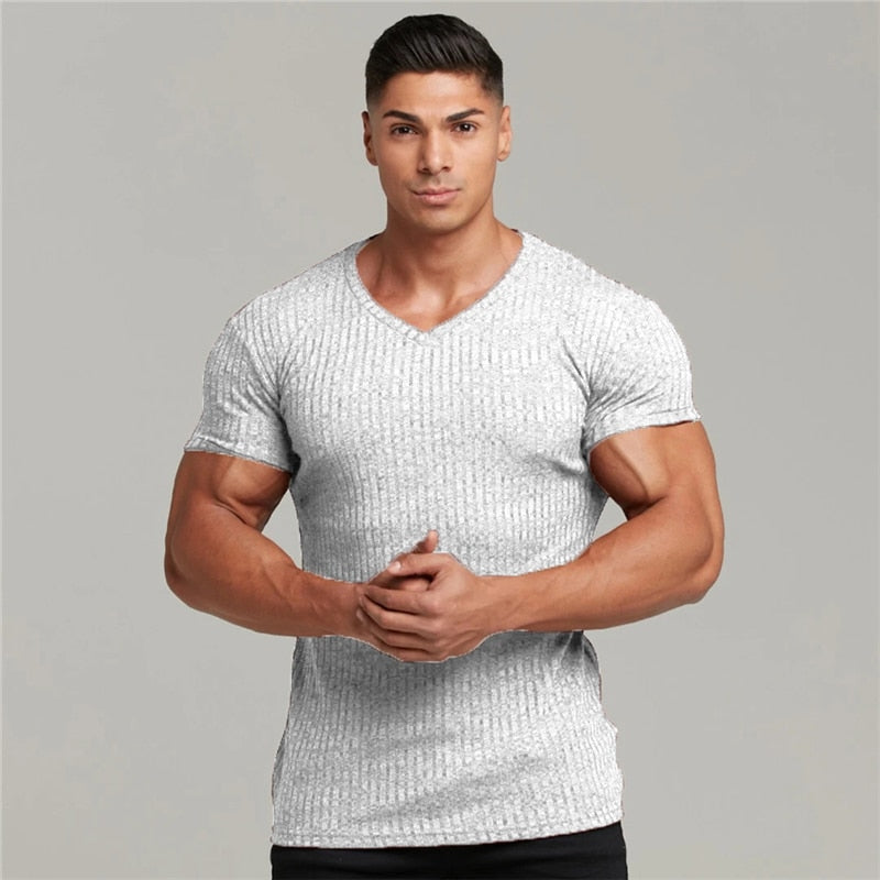Sporty Two Style Collar Cotton T-Shirt