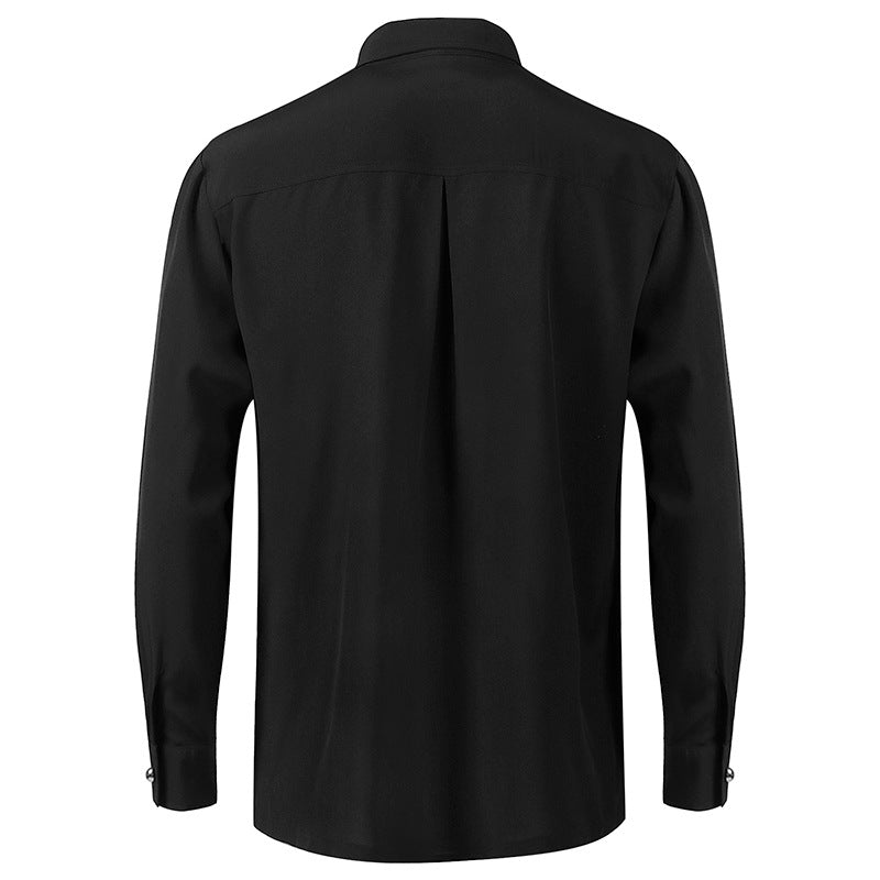 Black Pleated Steampunk Style Shirt