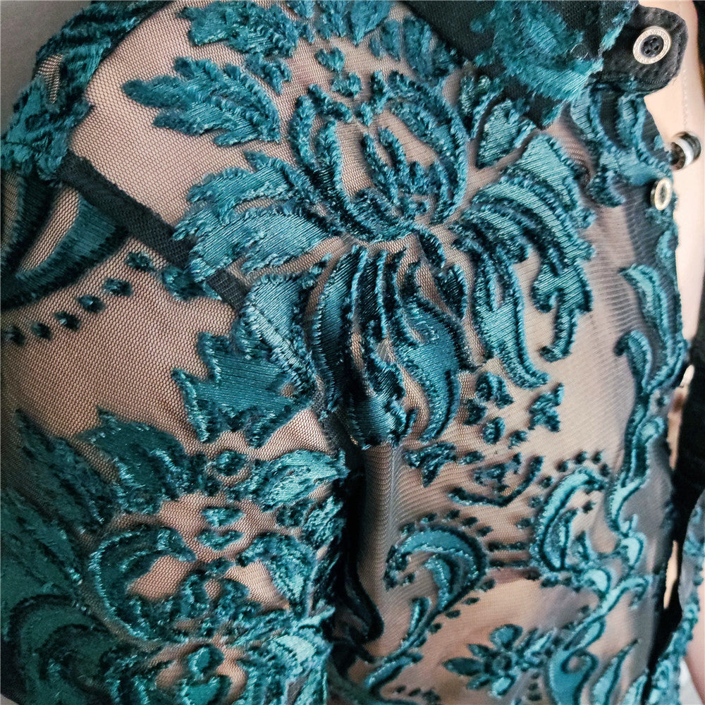 Transparent Geometric Pattern Mesh Short Sleeve Shirt