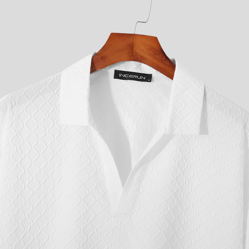 Geometric Twisting Diamond Embossed Polo Shirt
