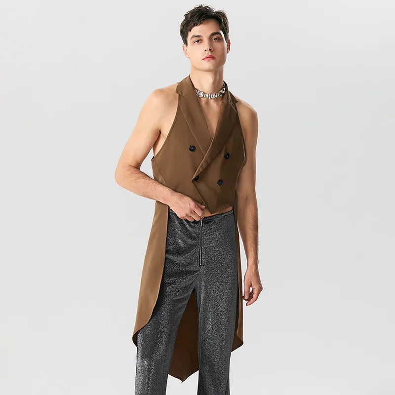 Long Back Double Breasted Vest