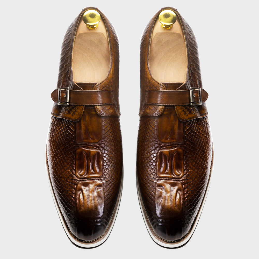 Mocassins en Cuir Véritable Motif Crocodile