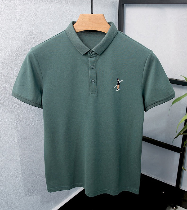 Embroidered Decoration Solid Polo Shirt
