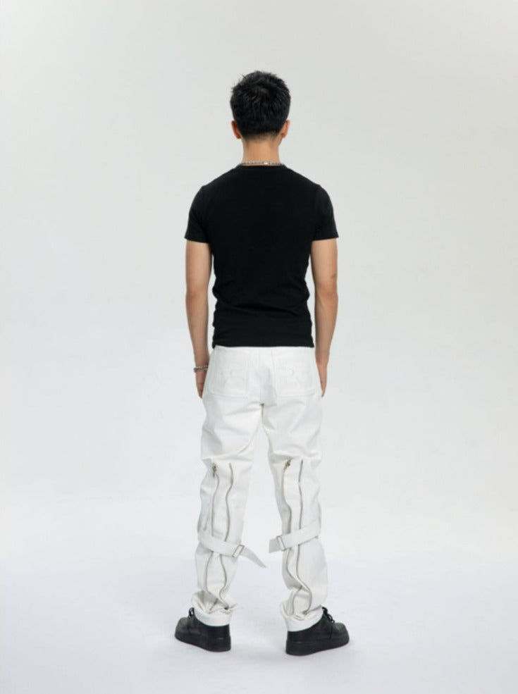 Black Pu Leather Zipper Pants