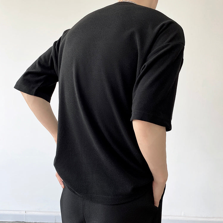 T-shirt à col rond et motif patch léopard