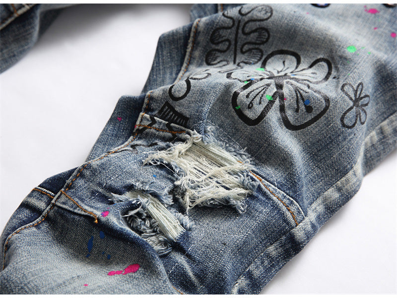 Rivets Bold Letter Slim Fit Jeans