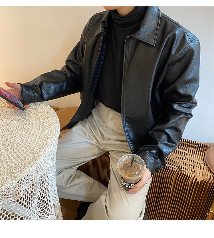 Loose Casual Pu Leather Jacket