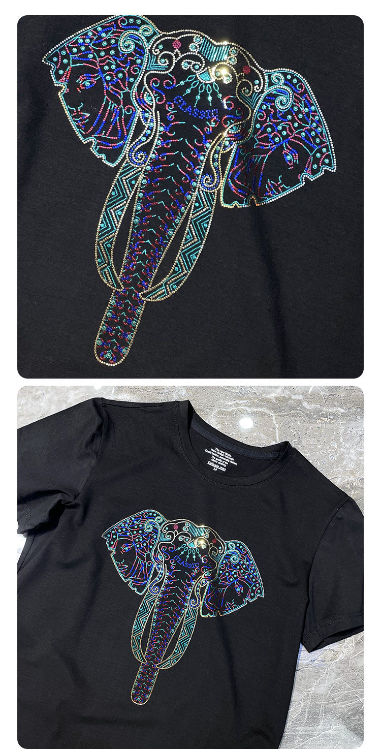 Elephant Color Rhinestones T-Shirt