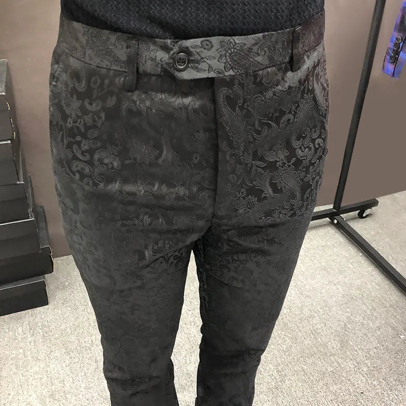 Jacquard Pattern Polyester Trousers