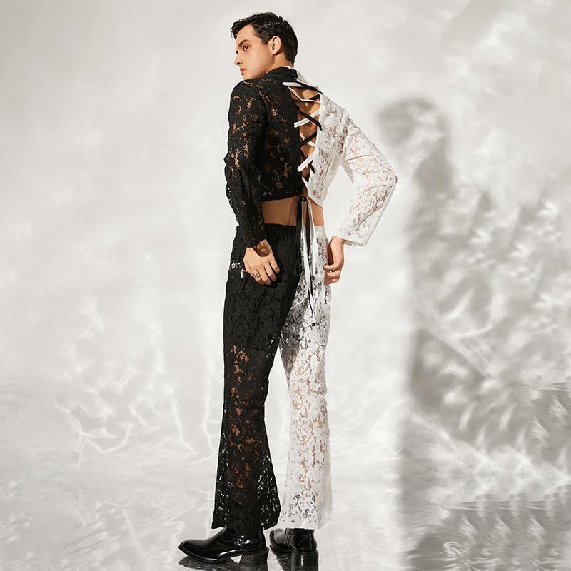 Half Lace Contras Backless Set