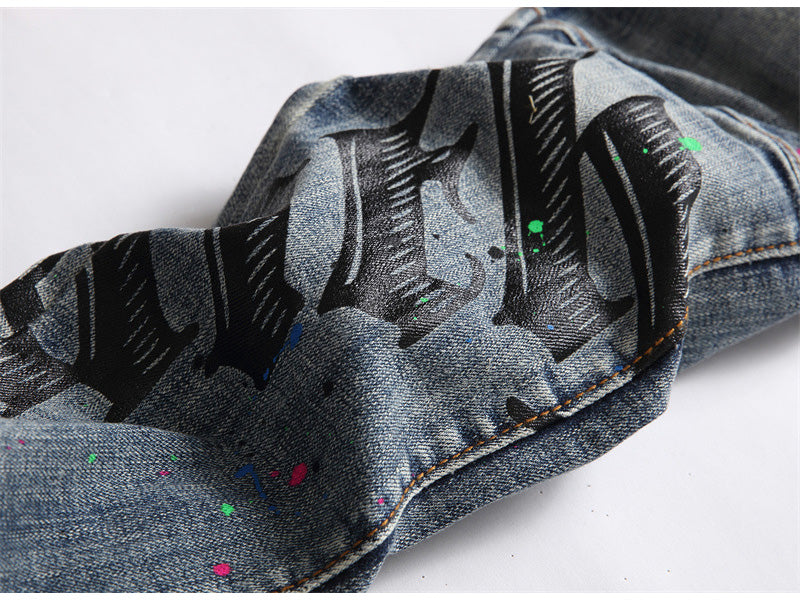 Rivets Bold Letter Slim Fit Jeans