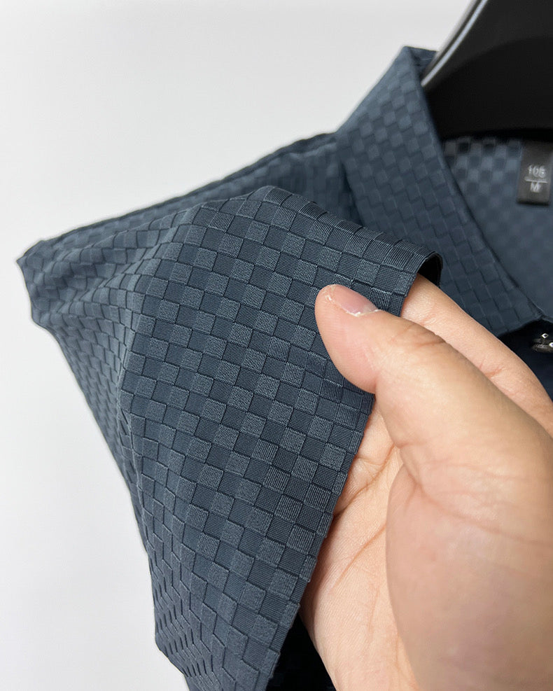 Anti-Wrinkle Checkered Letter Embroidery Polo Shirt