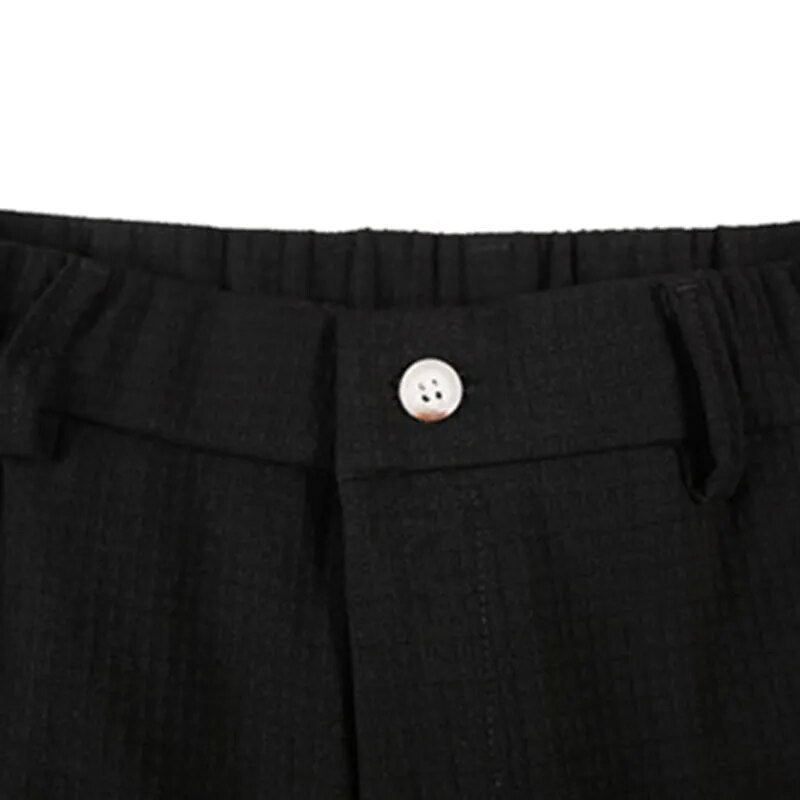 High Waist Solid Color Straight Ankle Trousers