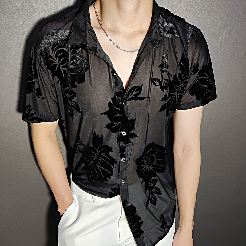 Velvet Flower See-Through Shirt