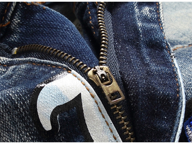 Rivets Bold Letter Slim Fit Jeans