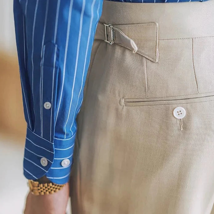 Casual Blue Stripe Long Sleeved Shirt