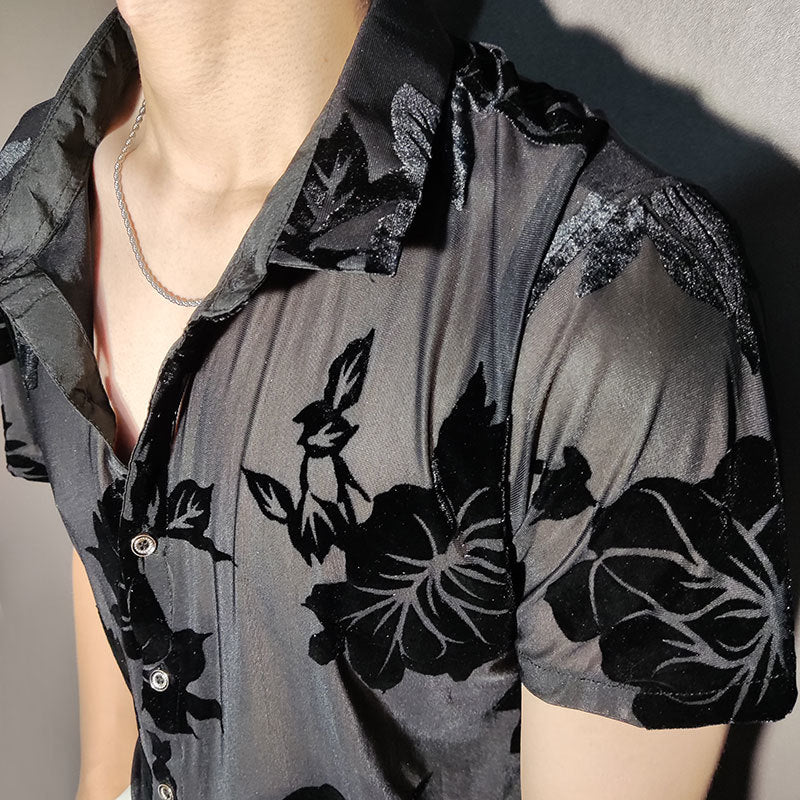 Velvet Flower See-Through Shirt