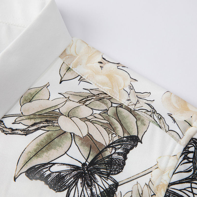 Long Sleeve Baroque Print Pattern Shirt