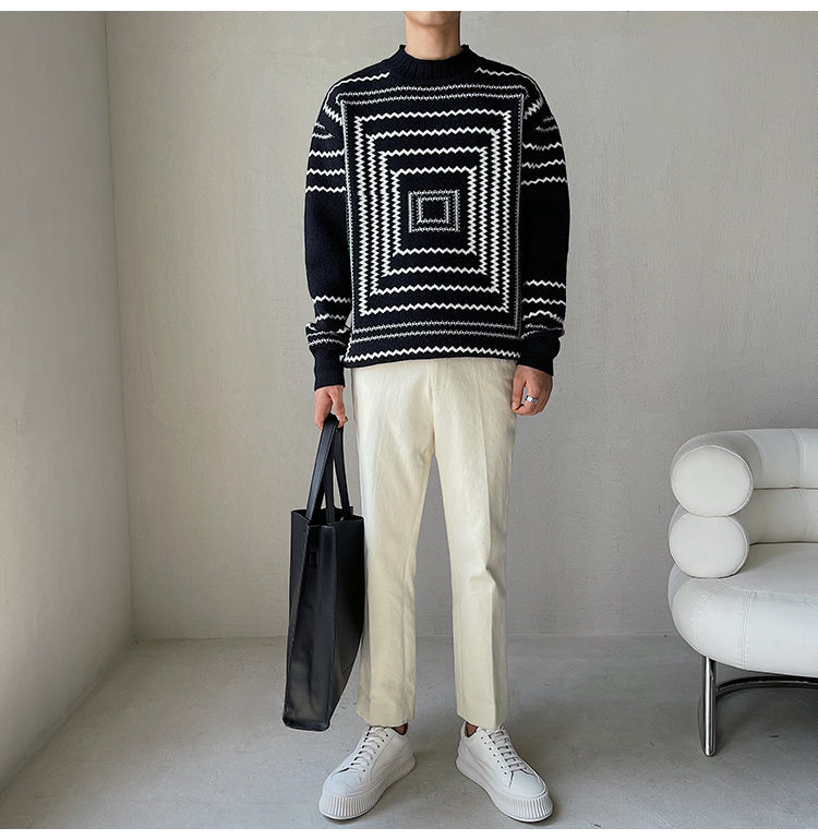 Raven Square Printed Pattern Sweater