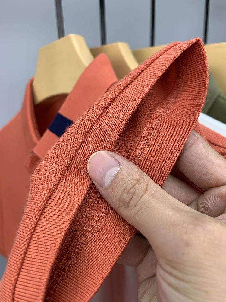 Solid 100% Cotton Letter Embroidery Polo Shirt