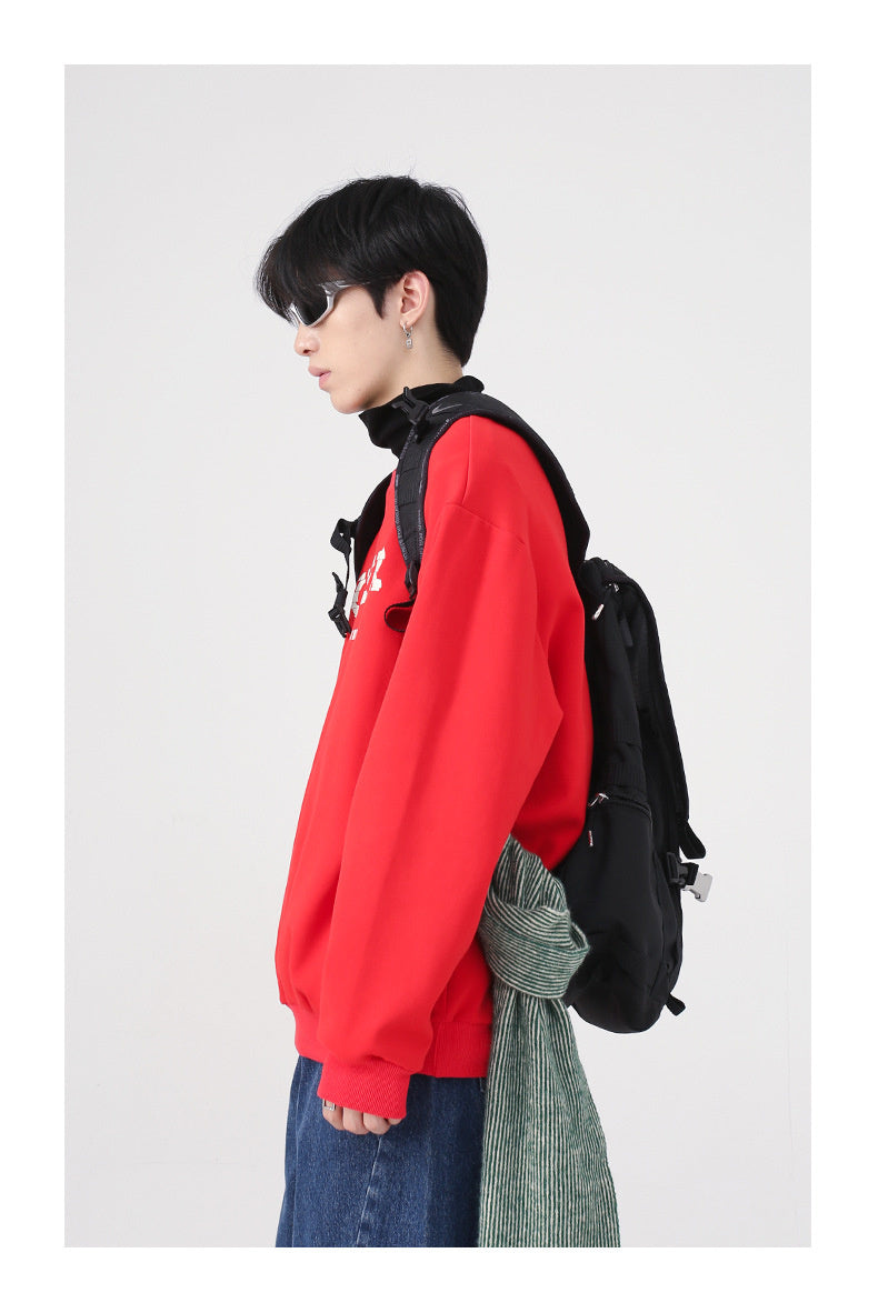 Letter Print Pattern Simple Long Sleeve Sweater