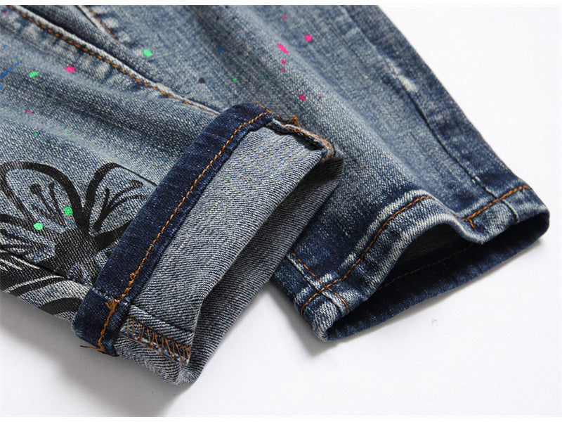 Rivets Bold Letter Slim Fit Jeans