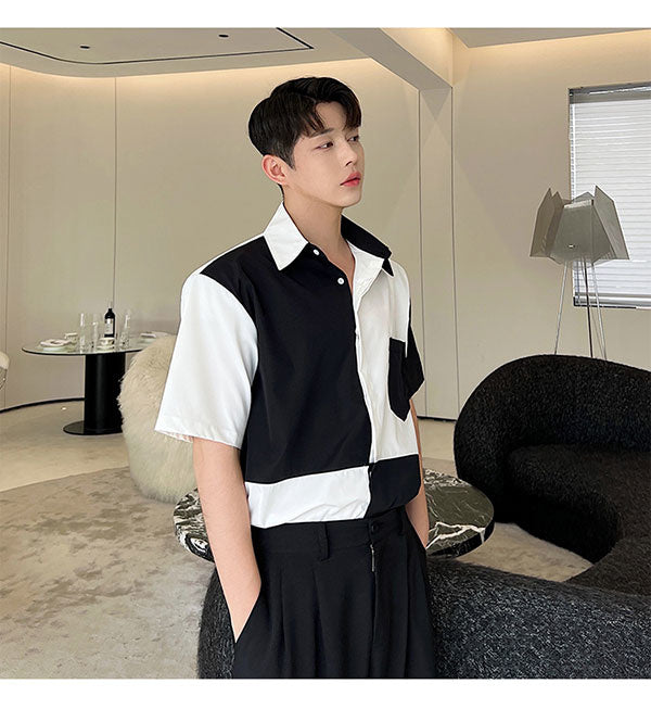 Black & White Patchwork Loose Shirt