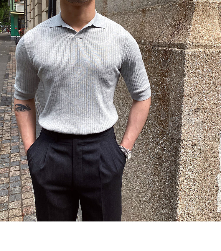 Solid Color Simple Short-Sleeved Polo Shirt