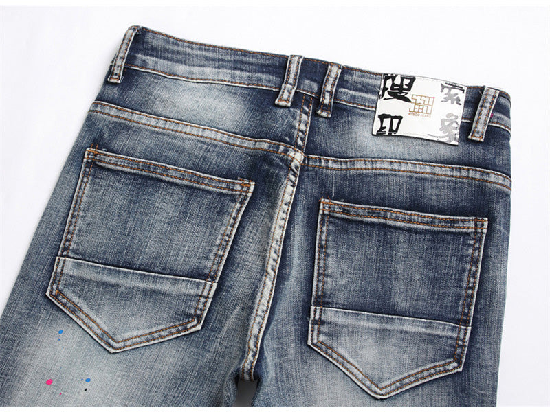 Rivets Bold Letter Slim Fit Jeans