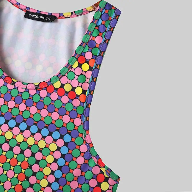 Dots Printing Colorful O-neck Bodysuit