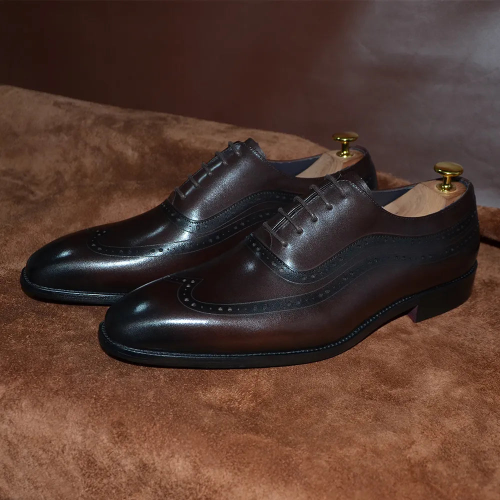 Luxury Solid Genuine Leather Brogue Shoes