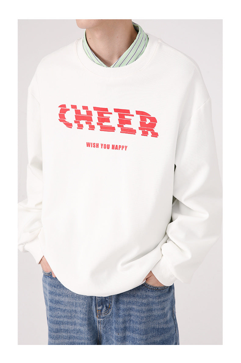 Letter Print Pattern Simple Long Sleeve Sweater