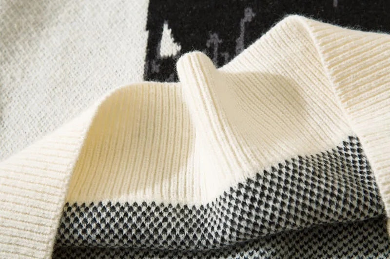 Retro Streetwear Vintage Knitted Sweater