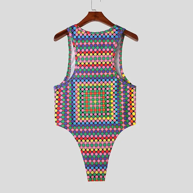 Dots Printing Colorful O-neck Bodysuit