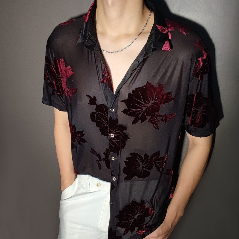 Velvet Flower See-Through Shirt