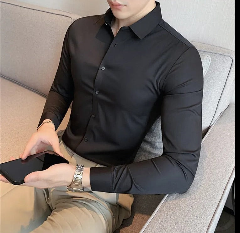 Casual Solid Elastic Seamless Shirt