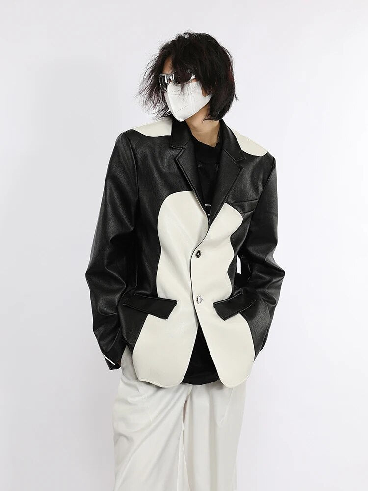 Monochrome Fashion Spliced Blazer
