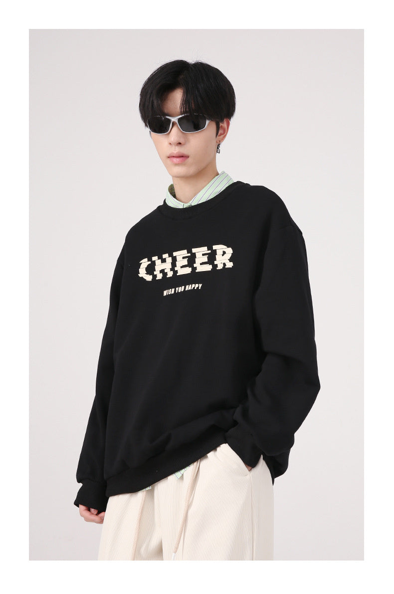 Letter Print Pattern Simple Long Sleeve Sweater