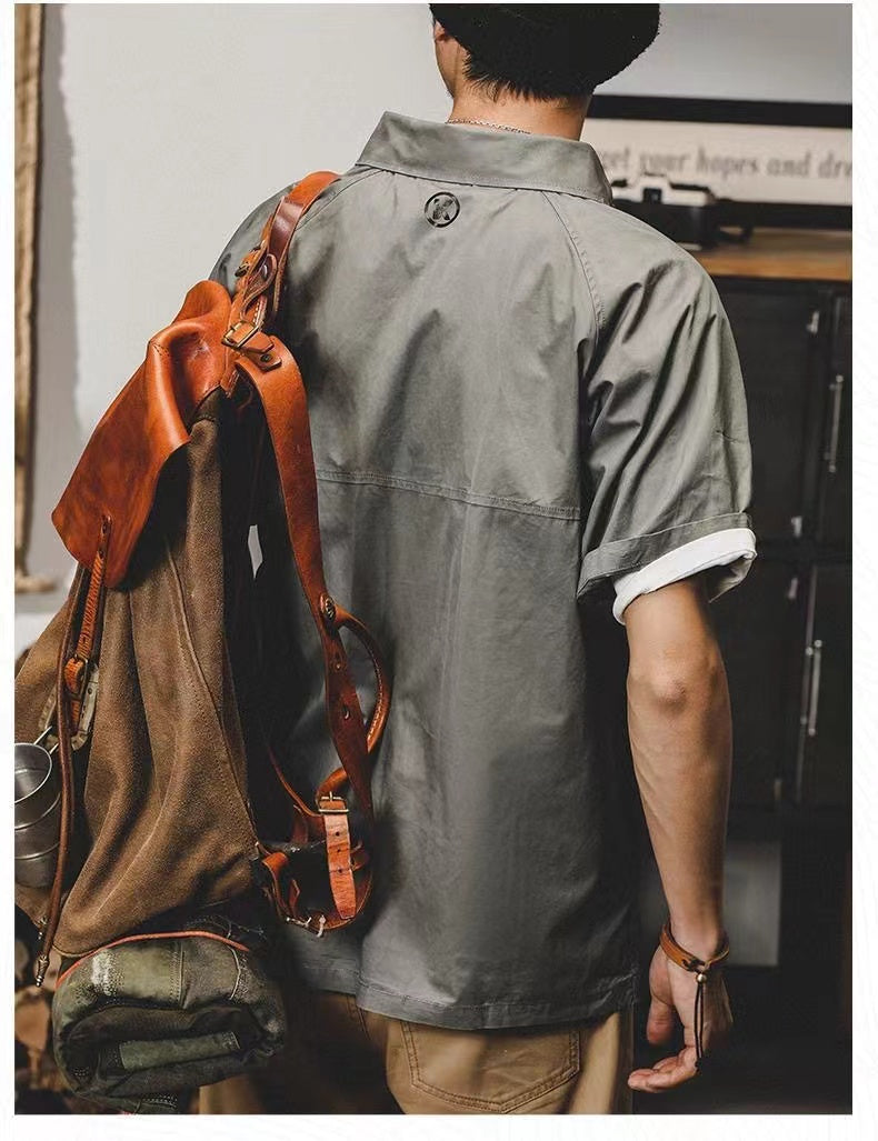 Safari Style Loose Solid Shirt