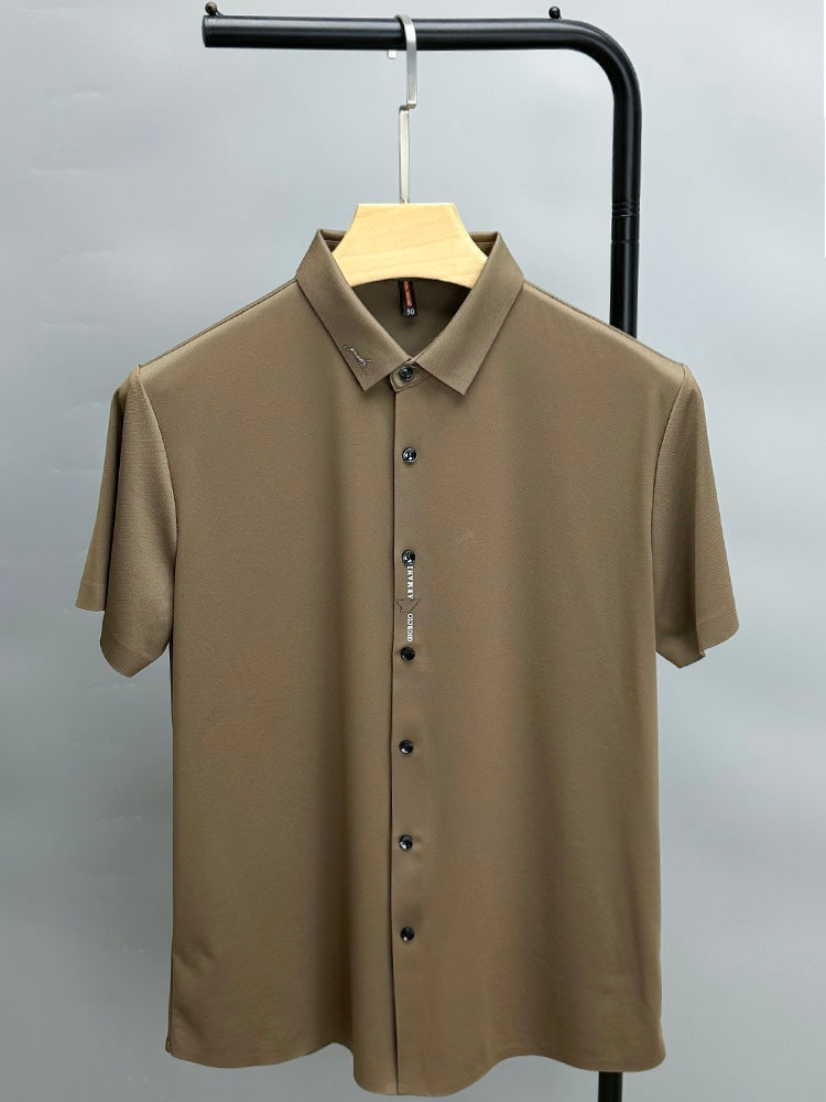 Solid Color with Letter Decor Polo Shirt