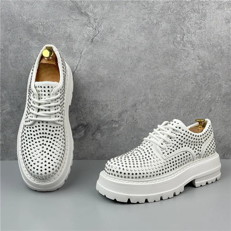 Rivets Decor Platform Lace-Up Sneakers