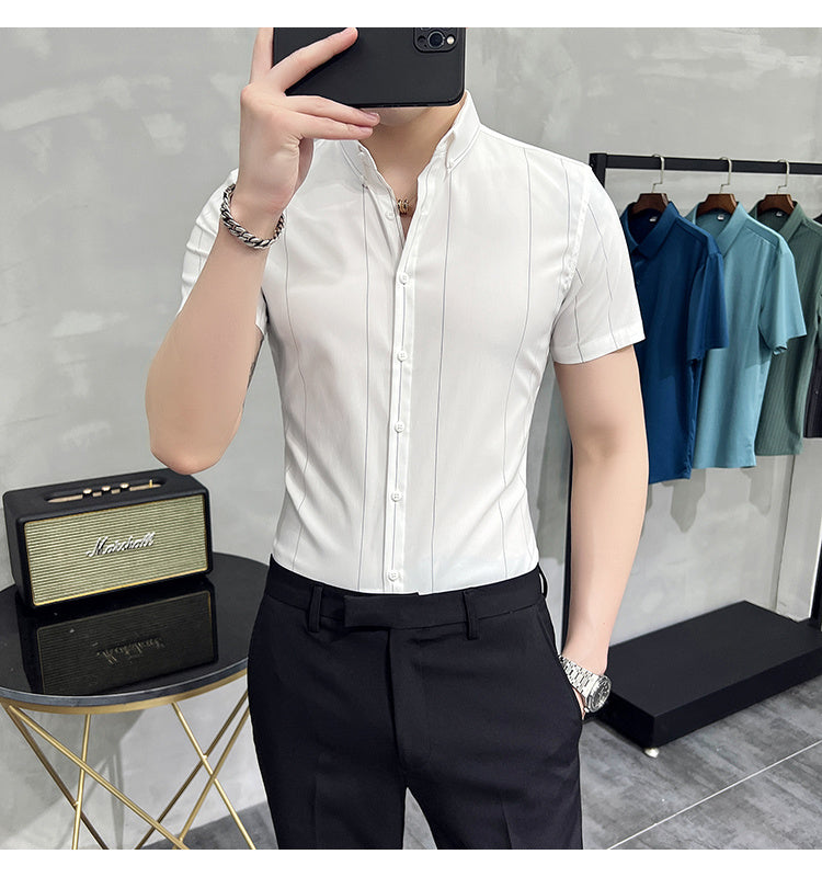 Stripe Polyester Casual Shirt